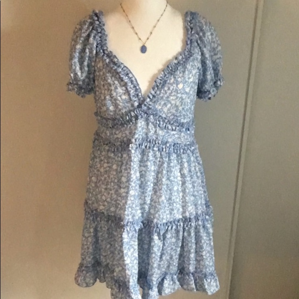 New Windsor Short Puff Sleeve V-Neck Floral Spring Summer All Occasion Dress